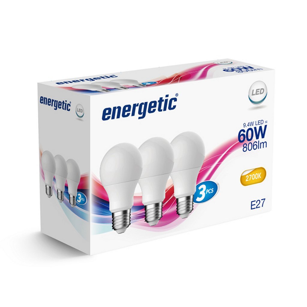 Lampes de bulbe LED énergiques énergiques E27 60W 3 pièces