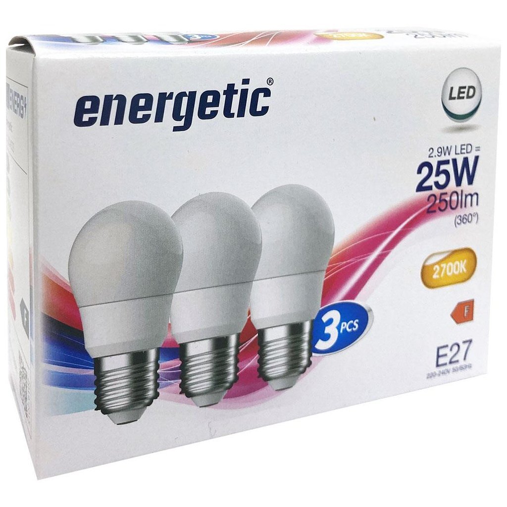Bullet de lampes LED énergiques énergiques E27 25W Mat blanc 3 pièces