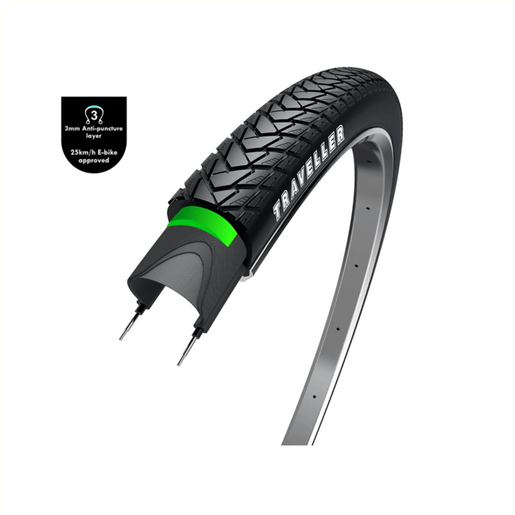 3M Wolff Traveler (3 mm anti-fuite), noir avec réflexion, 28x1,75, Etro 47-622,