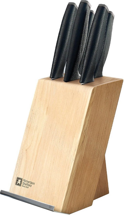 Richardson Sheffield - Advantage - Ensemble de couteaux 5 pièces avec bloc à couteaux en bois avec support pour tablette