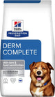 Hill's prescription diet derm complete - nourriture pour chien - 12 kg - soutien aux allergies cutanées et à l'hypersensibilité alimentaire - pour races moyennes à grandes