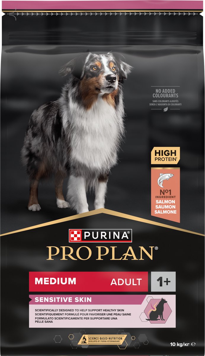 Pro plan purina® ® peau sensible moyen adulte - nourriture sèche pour chien - saumon - 10 kg