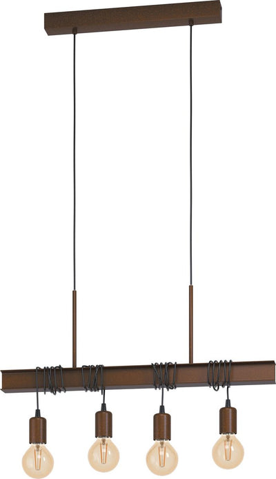 Lampe à suspension Eglo townshend 4 - e27 - 70 cm - marron