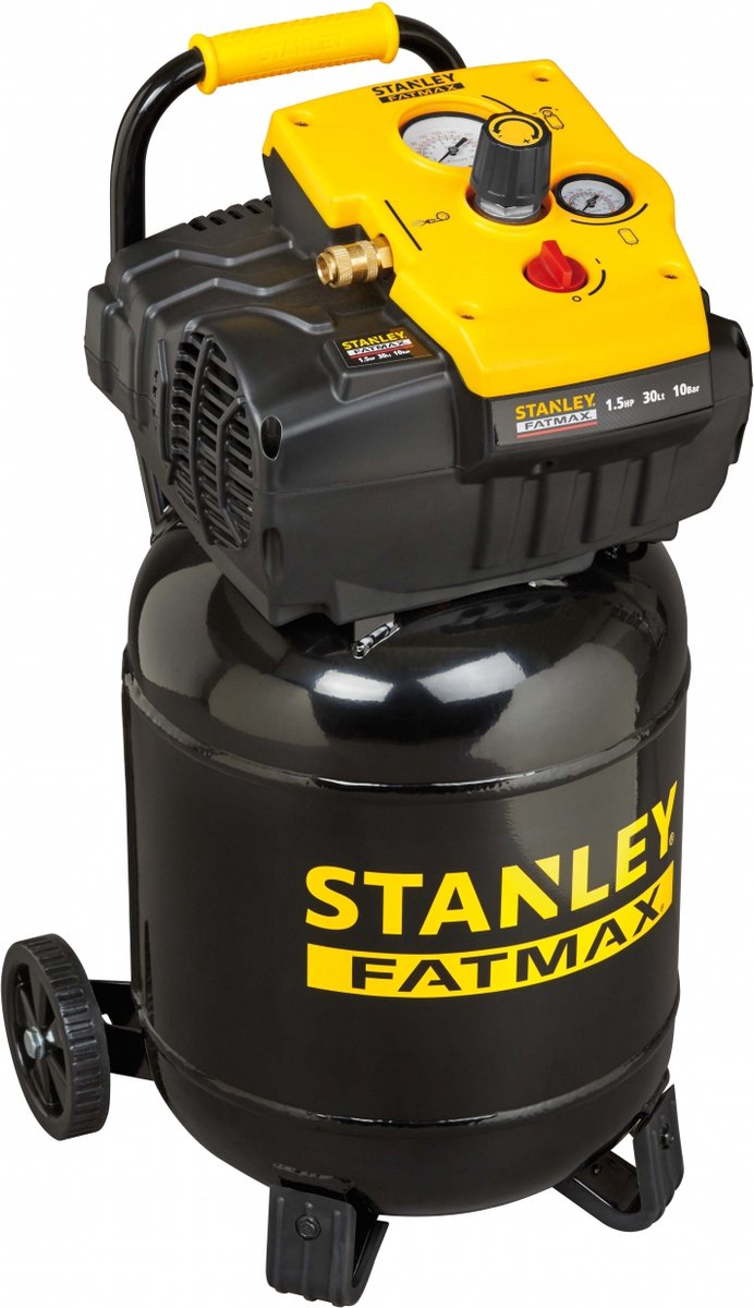 Compresseur Stanley tab 200 10 30vw fm - compresseur d'air 10bar - 30l - 180l min - sans huile - avec poignée et roulettes - noir