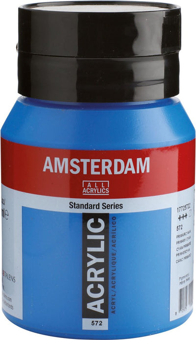 Pot de peinture acrylique série standard Amsterdam 500 ml cyan primaire 572