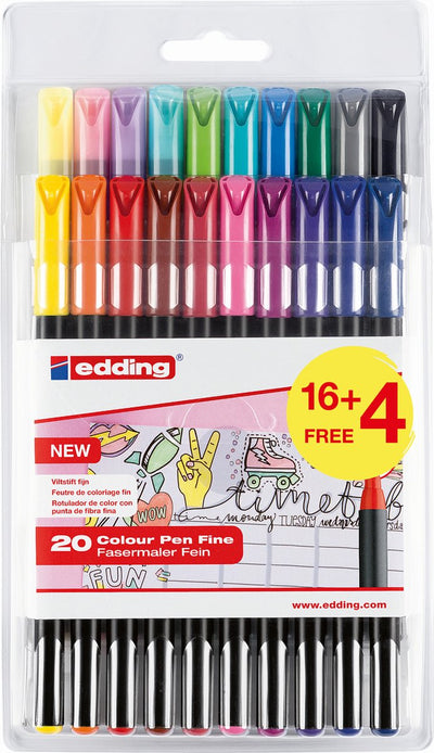 Feutres Edding e-1200-20s, lot de 20, modèle 1200, couleurs : 1-12, 14, 17, 19, 20, 58, 83, 87, 88