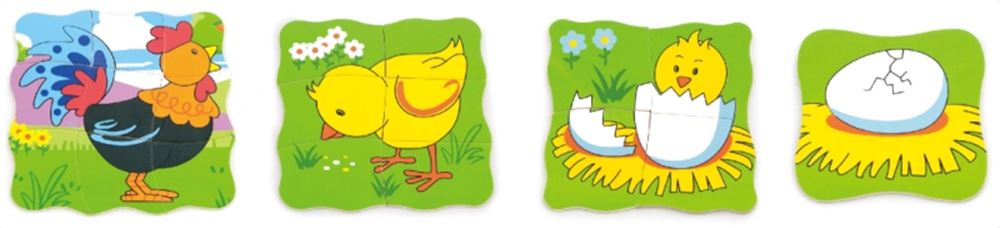 Puzzle de croissance de poulet 4 couches 18x18x1,3cm. 3+