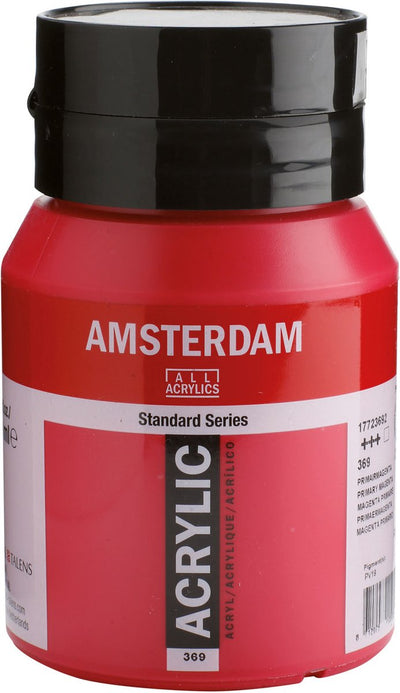 Pot de peinture acrylique série standard Amsterdam 500 ml magenta primaire 369