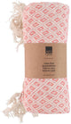 Plaid en coton Arti casa - 130x170 cm - couverture décorative avec franges - plaid soft living - rose