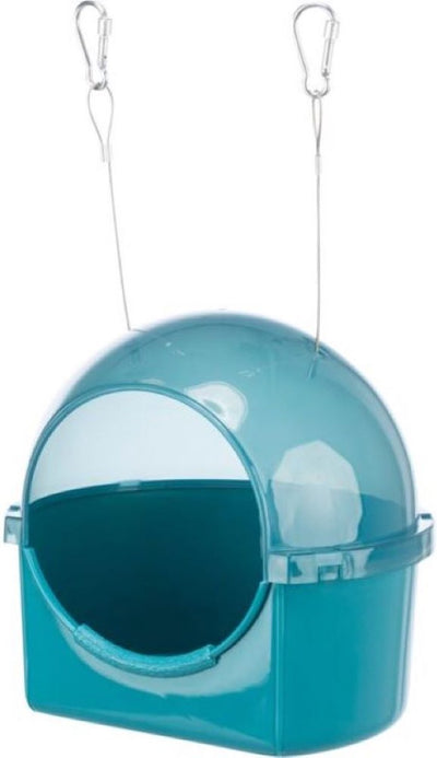 Trixie maison de bain ronde bleu - bain d'oiseaux avec crochets de sécurité - 20x17,5x20 cm