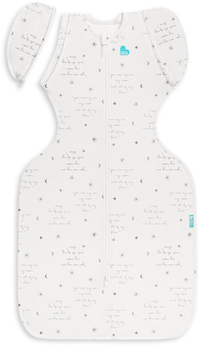 Gigoteuse pour bébé Love to dream ™ swaddle up™ - réduction de l'emmaillotage - bébé 6-9 mois - 8,5-11 kg - été - 0,2 tog - blanc avec texte