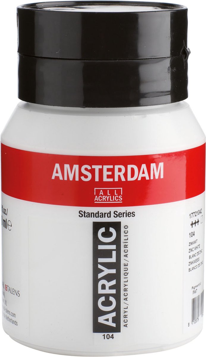 Pot de peinture acrylique série standard Amsterdam 500 ml blanc zinc 104