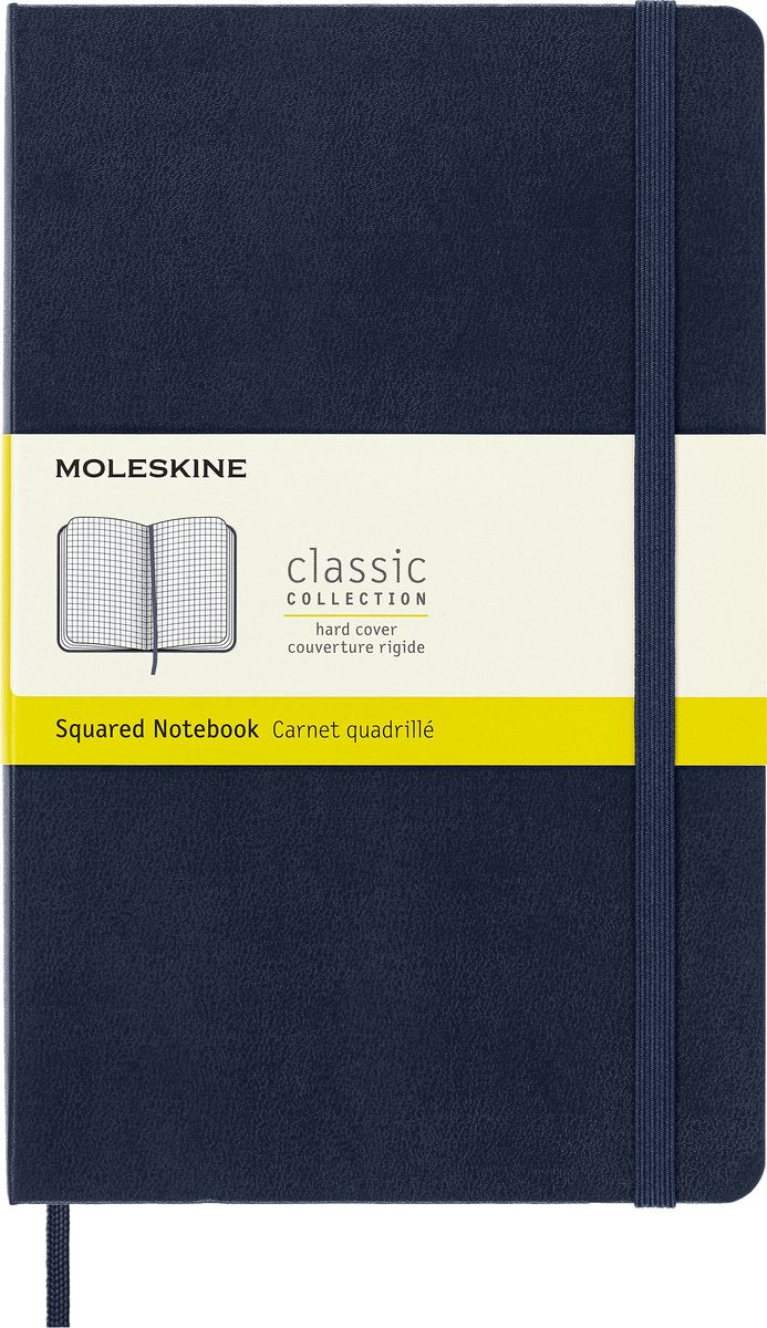 Carnet classique Moleskine - grand - couverture rigide - à carreaux - bleu saphir