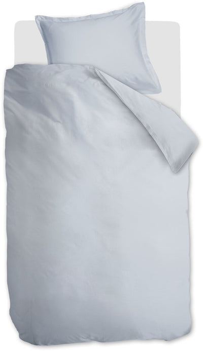 Housse de couette Ambiante satin uni - simple - 140 x 200 220 cm - bleu clair