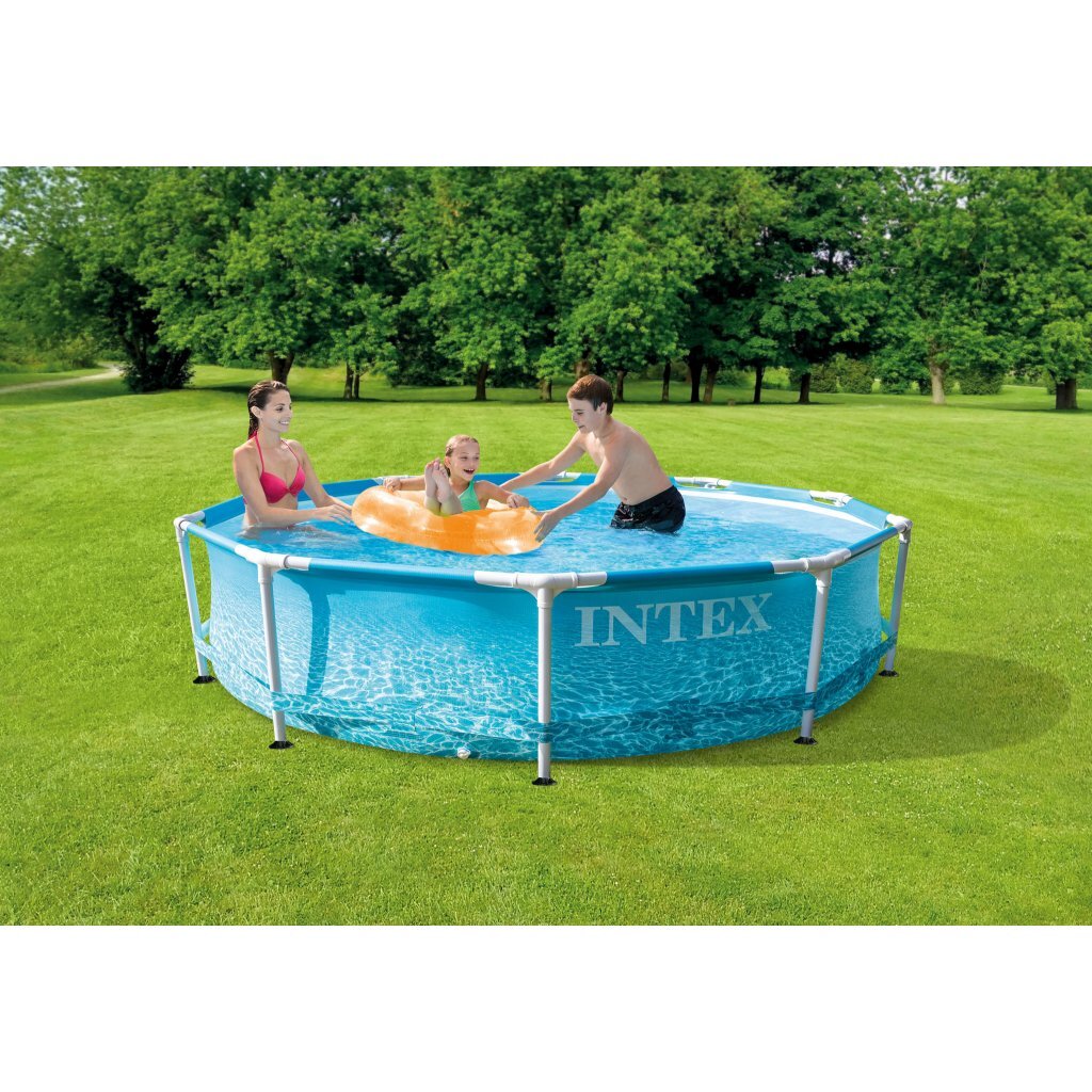 Intex 28208gn piscine bord de mer structure métallique + pompe à filtre 305x76 cm bleu