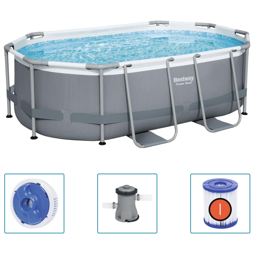 Piscine Bestway au-dessus du sol acier ovale 305x200x84 cm