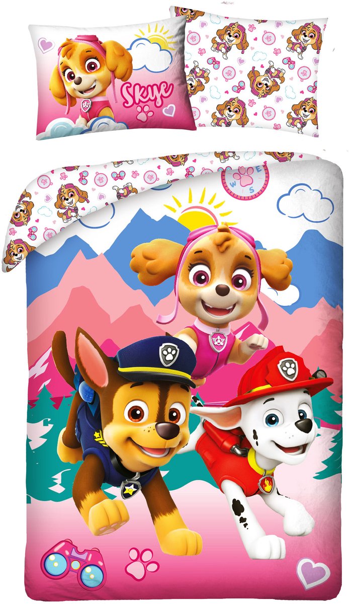 Housse de couette Paw Patrol montagnes 140 x 200 cm - 70 x 90 cm