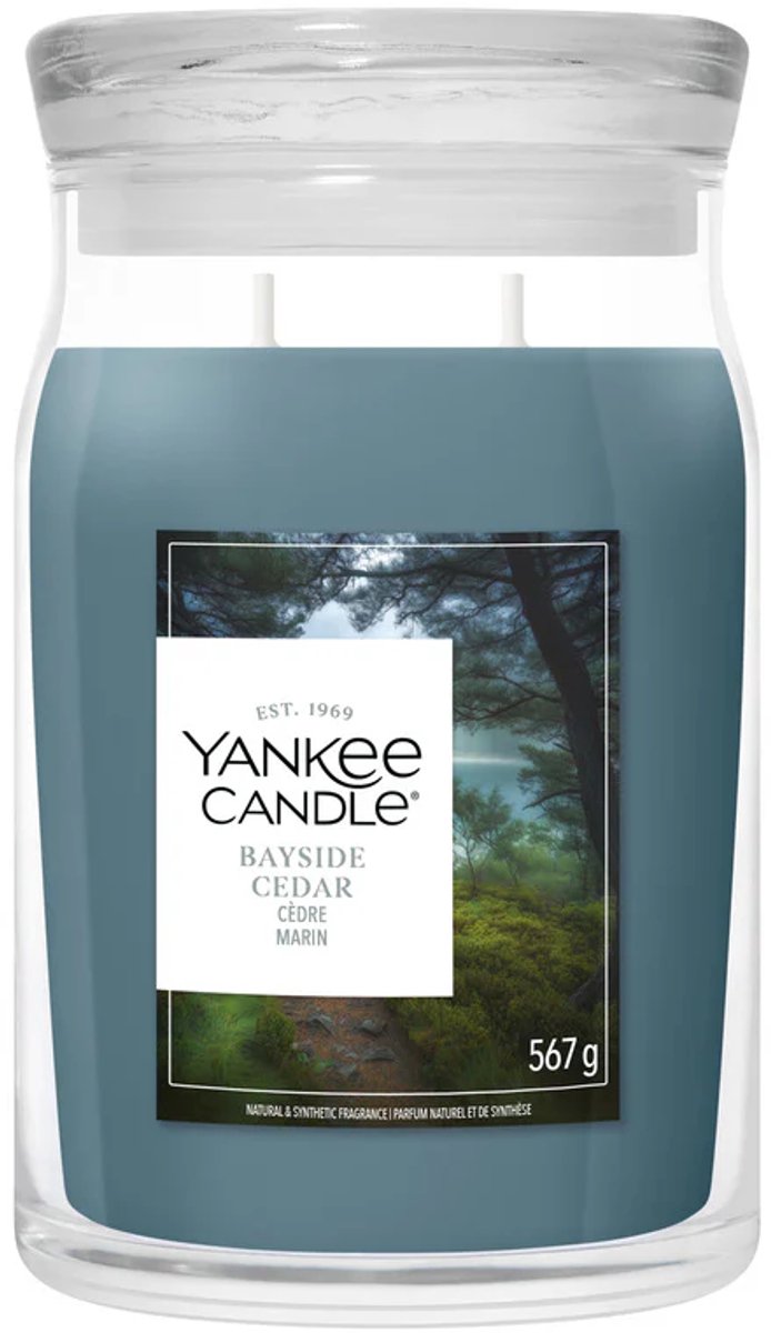 Bougie Yankee - bougie parfumée en grand pot de cèdre Bayside - 90 heures de combustion - deux mèches