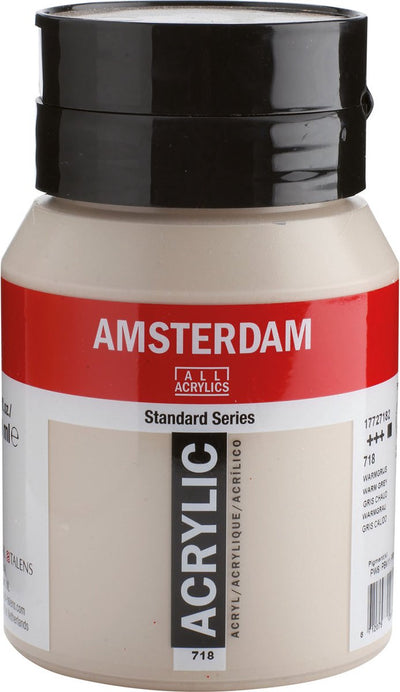 Pot de peinture acrylique série standard Amsterdam 500 ml gris chaud 718