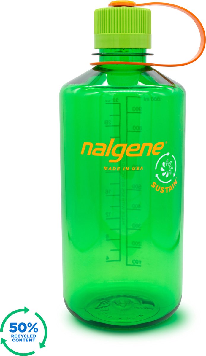 Nalgene - bouteille à goulot étroit - gourde - bouteille d'eau - étanche - 1000 ml - sans bpa - sustain - boule de melon