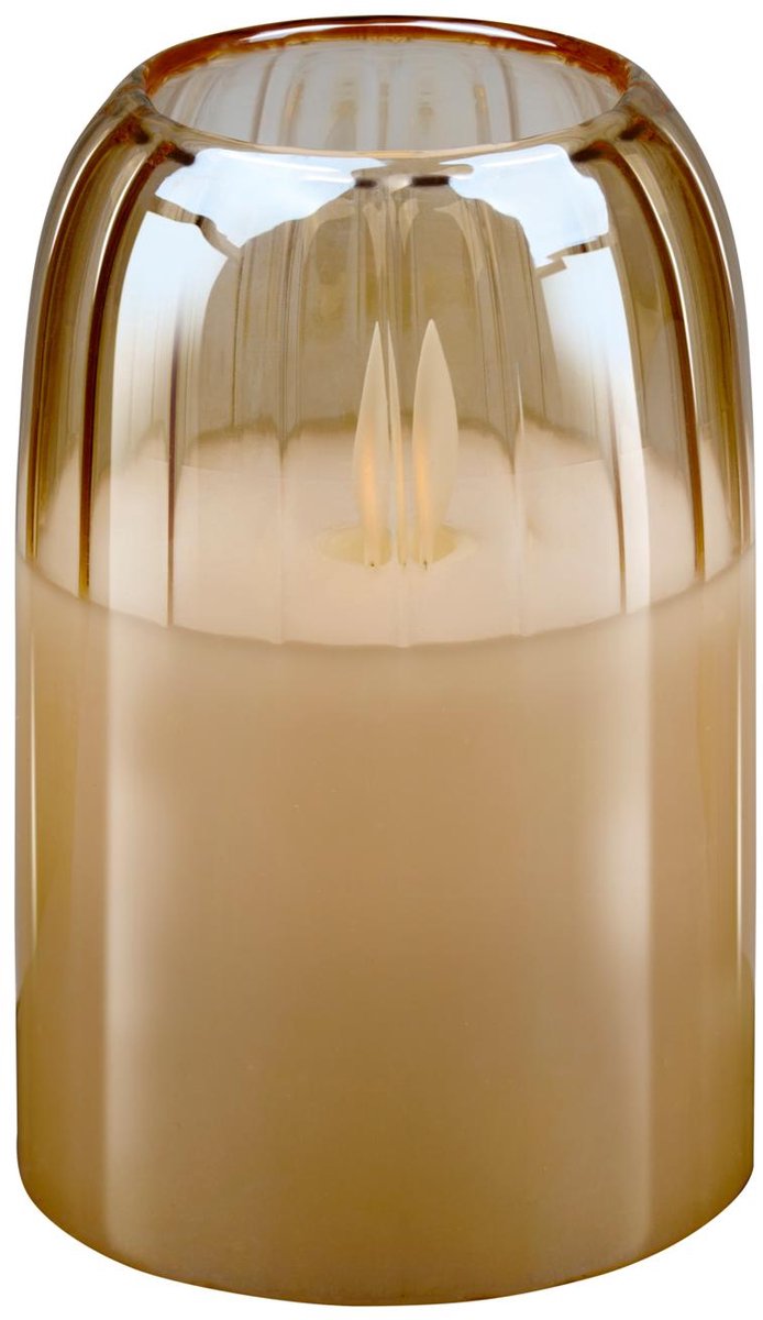 Bougie LED Arti Casa en pot - flamme mobile - minuterie 6 heures - 7,5 x 12,5 cm - beige