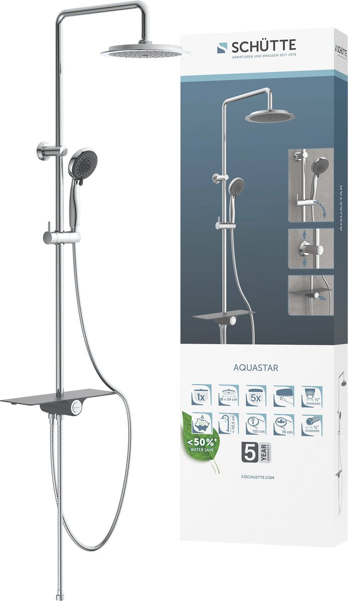 Schütte schütte et douche de pluie avec plateau aquastar anthracite chromé de couleur chromée