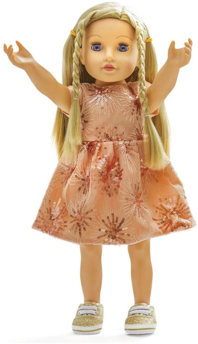 Dolls Glitter Robe Rose Rose Gold, 28-35 cm