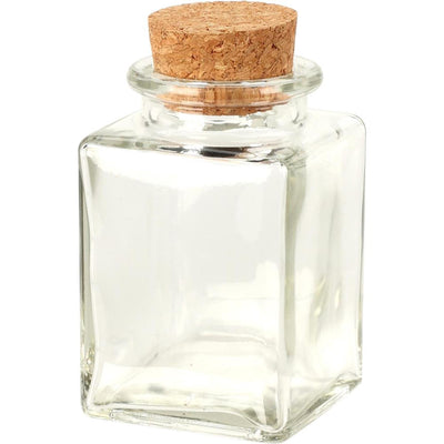 Excellent pot de rangement d'articles ménagers en verre avec couvercle en liège 80ml