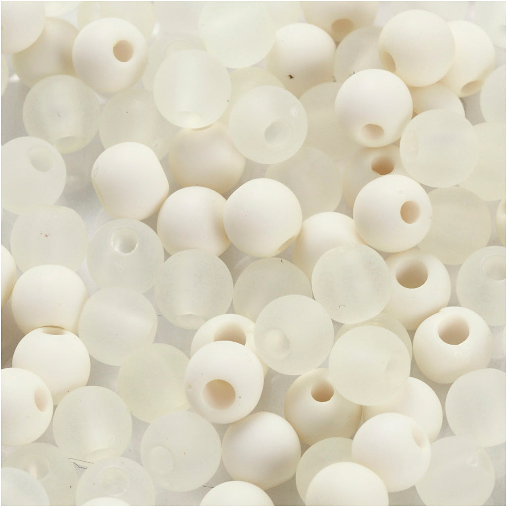Perles en plastique Creativ Company, d 6 mm, diamètre du trou 2 mm, env. 150 pièces, crème, 40 g 1 boîte