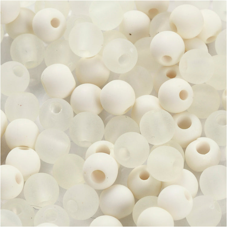 Perles en plastique Creativ Company, d 6 mm, diamètre du trou 2 mm, env. 150 pièces, crème, 40 g 1 boîte