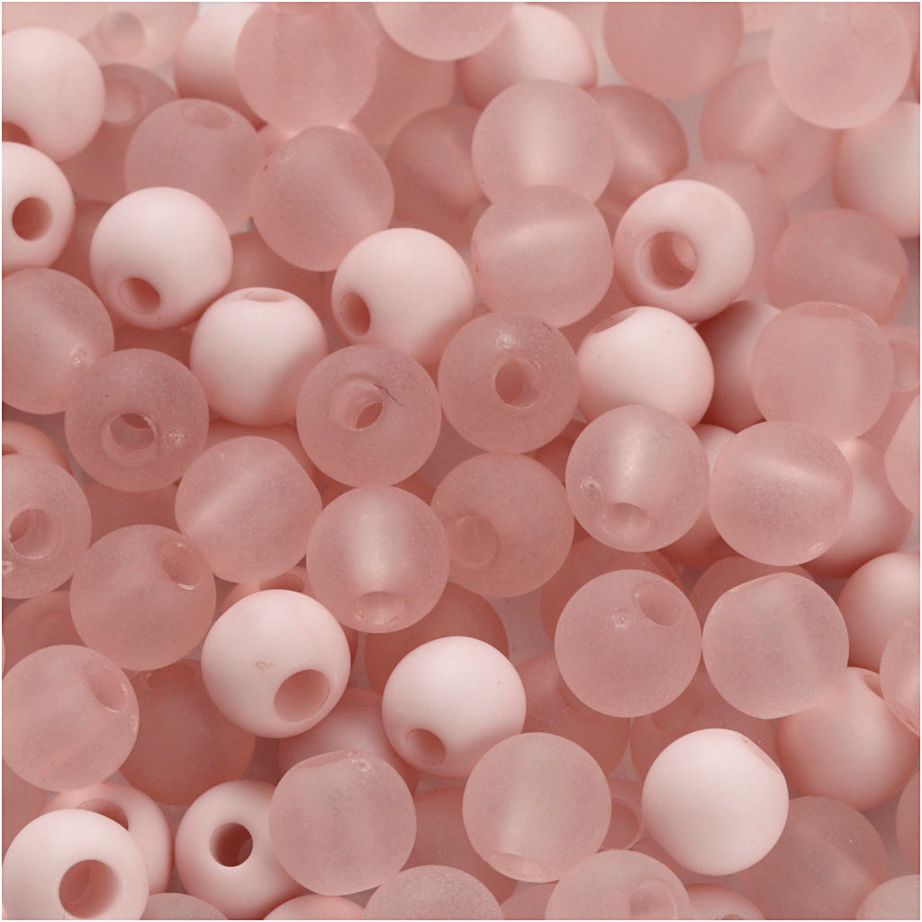 Perles en plastique Creativ Company, d 6 mm, diamètre du trou 2 mm, env. 150 pièces, rose, 40 g 1 boîte