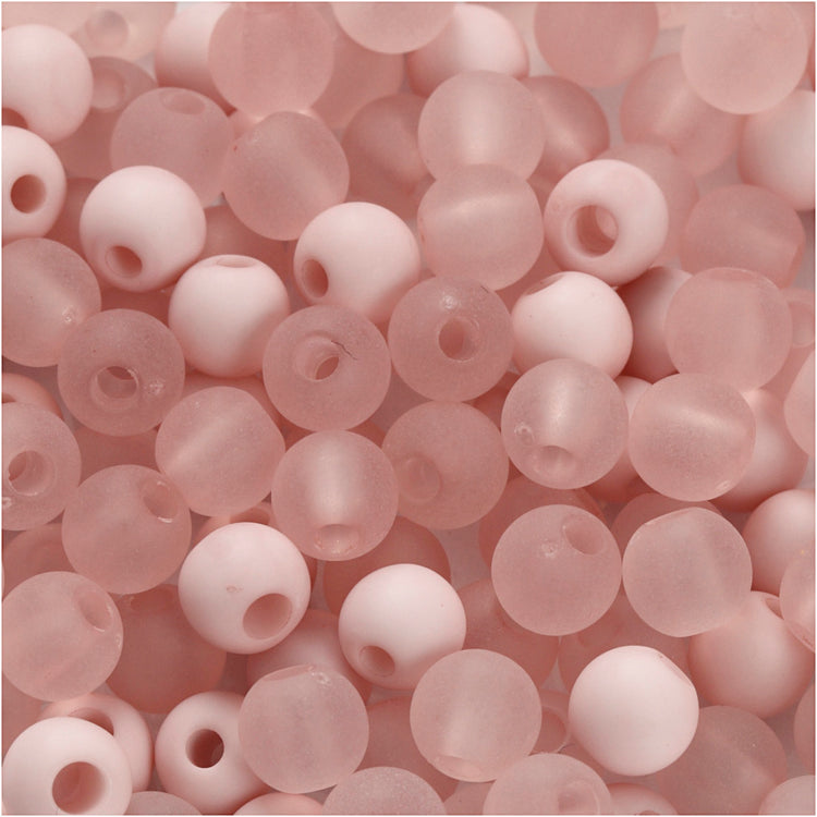 Perles en plastique Creativ Company, d 6 mm, diamètre du trou 2 mm, env. 150 pièces, rose, 40 g 1 boîte