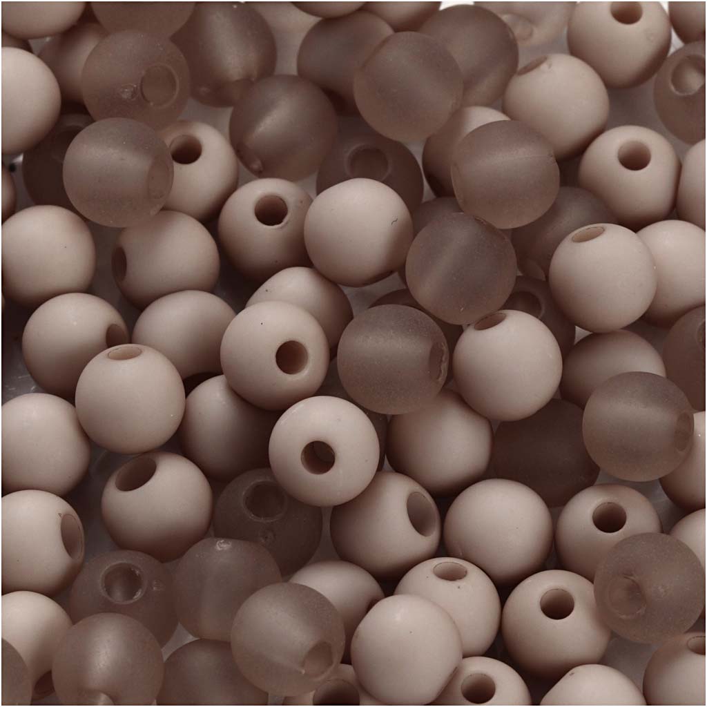 Perles en plastique Creativ Company, d 6 mm, diamètre du trou 2 mm, env. 150 pièces, gris clair, 40 g 1 boîte