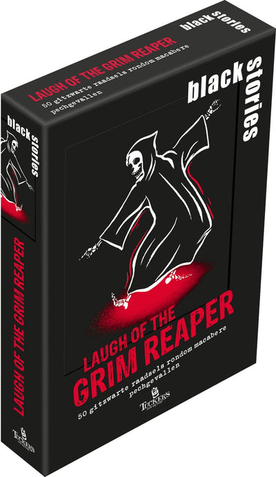 Black Stories, le jeu de cartes d'usine amusant de Tucker, rire de la faucheuse.
