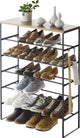 Étagère à chaussures Yamazaki avec plateau en bois - 6 niveaux - tour - noir
