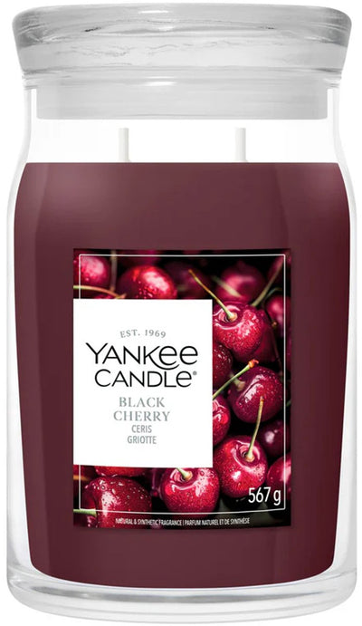 Bougie Yankee - bougie parfumée en grand pot cerise noire - 90 heures de combustion - deux mèches