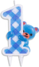 Wefiesta bougie gâteau premier anniversaire garçon 9,7 cm cire bleu