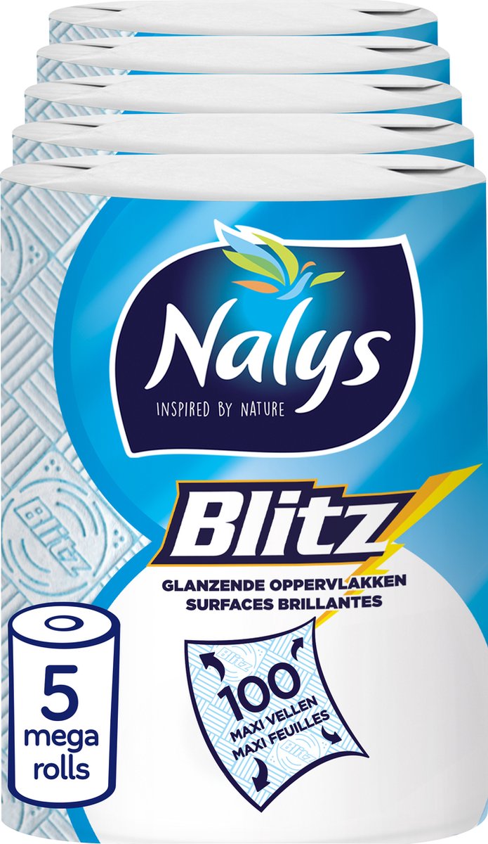 Papier de cuisine Nalys blitz - 5 méga rouleaux - 3 couches - pack économique - emballage en papier