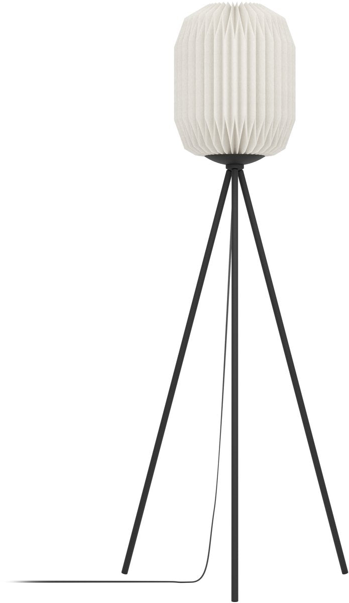Lampadaire Eglo belgrave - e27 - 141,5 cm - noir et blanc - papier