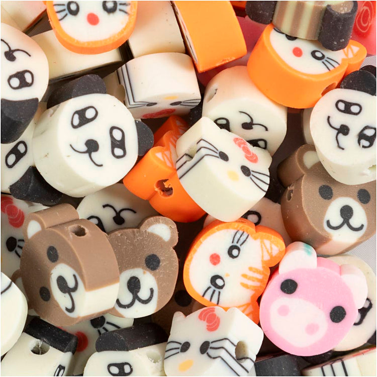 Creativ company perles figurines, animaux, d 10 mm, diamètre de trou 1,5 mm, 200 div 1 boîte