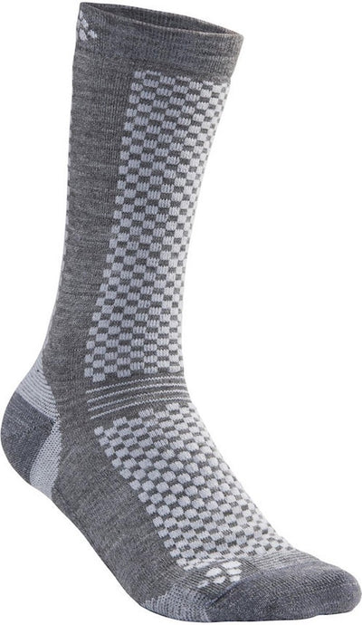 Craft 2-pack chaussettes chaudes mi - chaussettes thermiques en laine mérinos - 48 - gris
