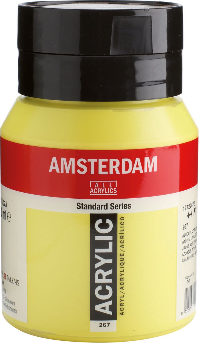 Pot de peinture acrylique série standard Amsterdam 500 ml jaune azo citron 267