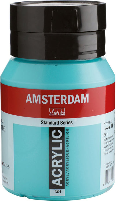 Pot de peinture acrylique série standard Amsterdam 500 ml vert turquoise 661