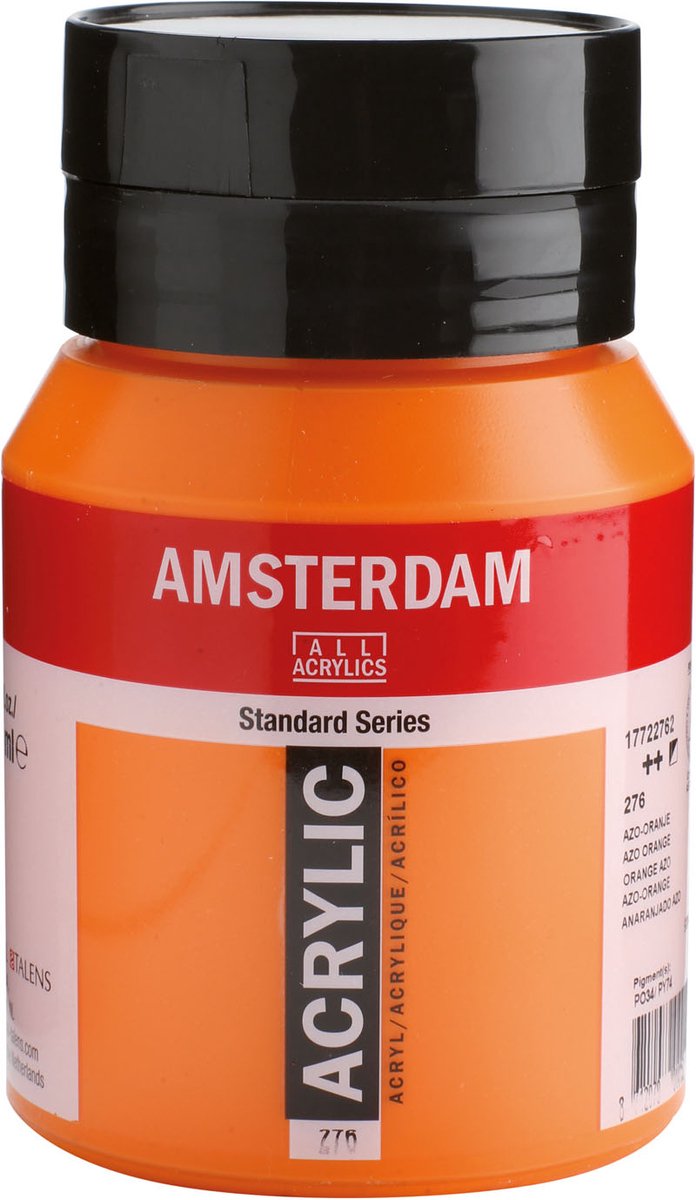 Pot de peinture acrylique série standard Amsterdam 500 ml azo-orange 276