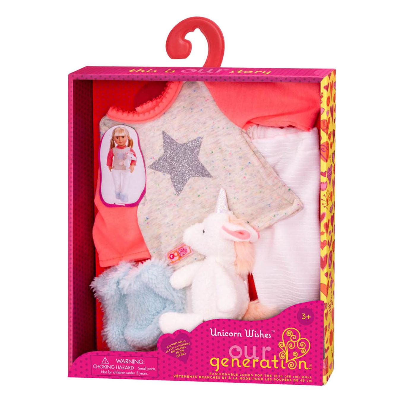 Tenue pyjama pour poupées 45cm - licorne