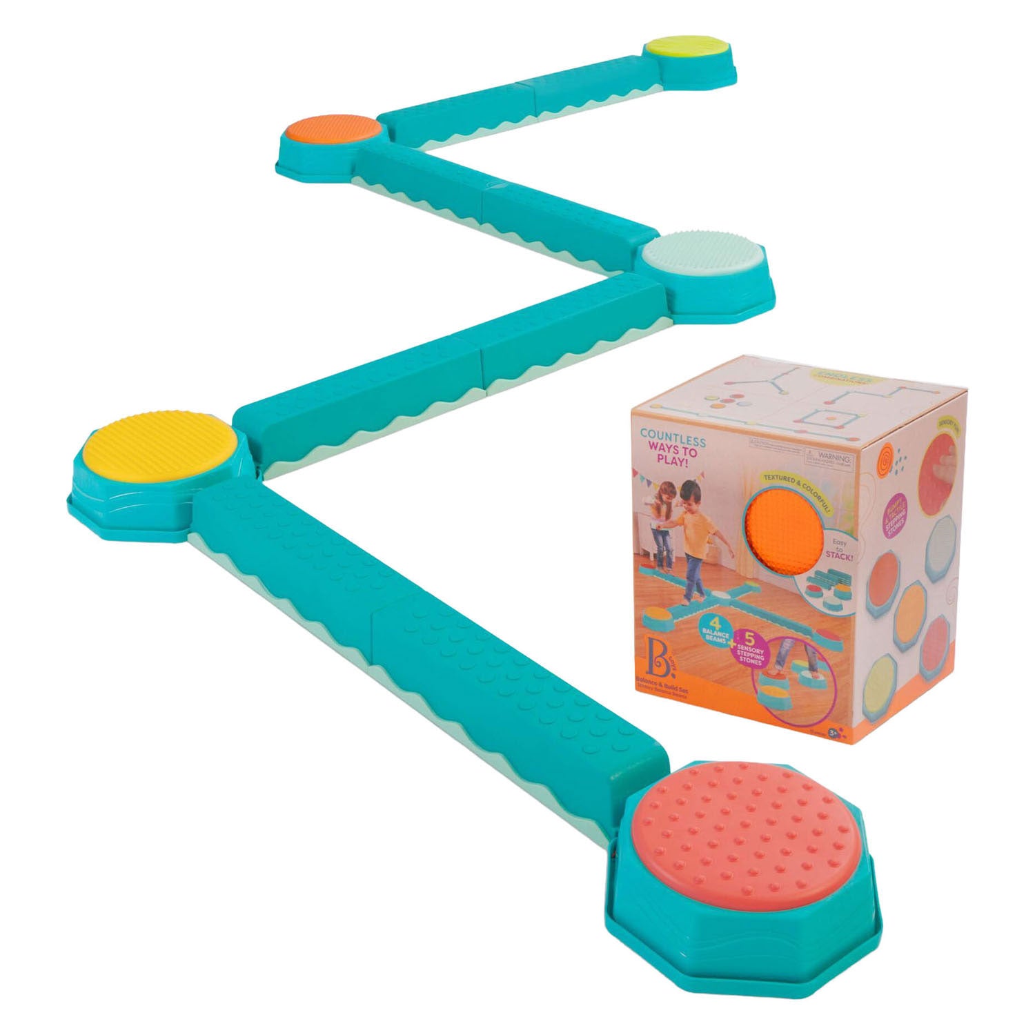 Poutres d'équilibre avec tremplins sensoriels - 13 pcs.