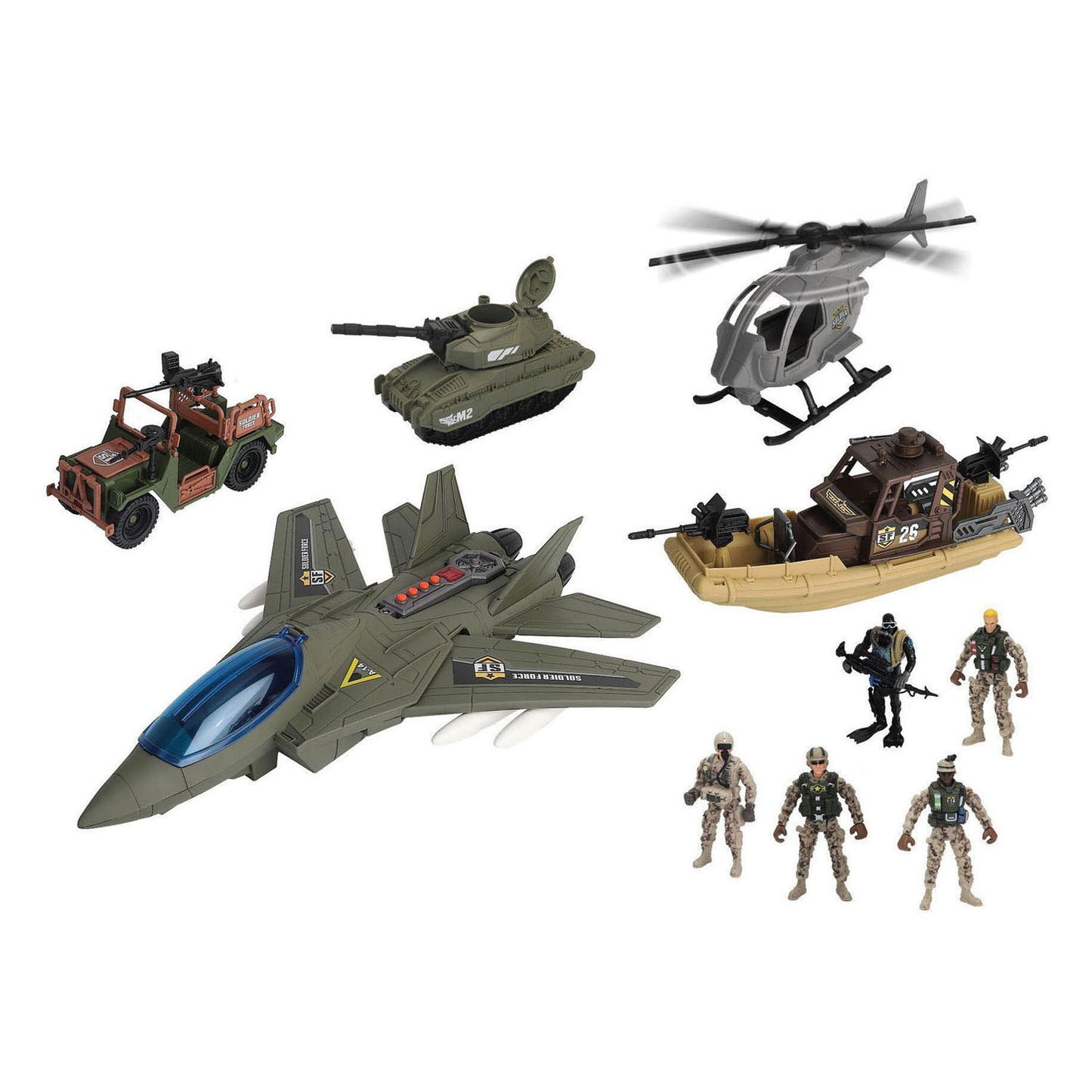 Ensemble de véhicules militaires soldats ennemis RC - 10 pcs.