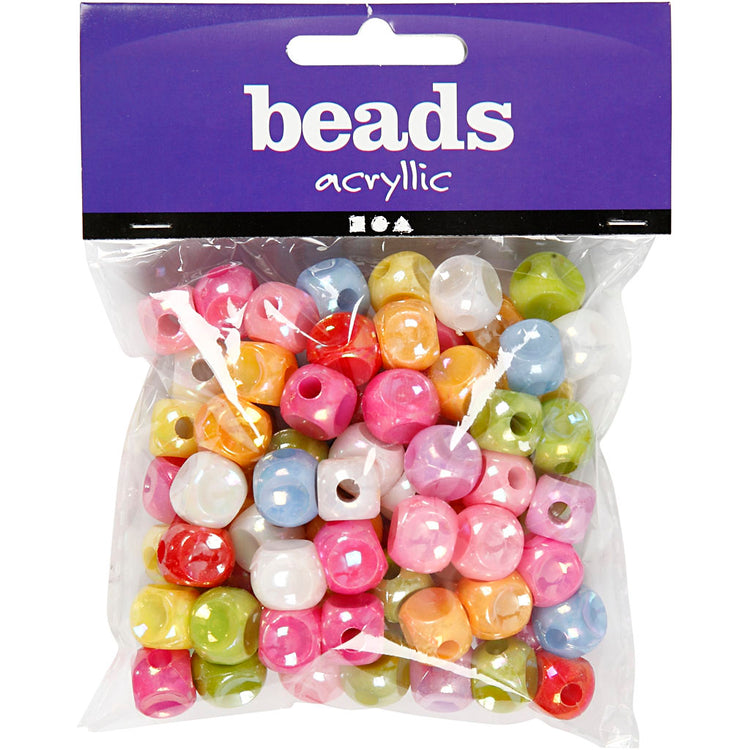 Perles de dés Creativ Company, taille 10x10 mm, diamètre du trou 4 mm, env. 90 pièces, 60 g, 125 ml 1 boîte