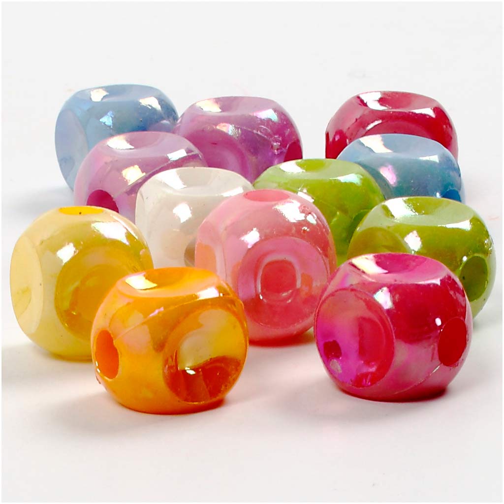 Perles de dés Creativ Company, taille 10x10 mm, diamètre du trou 4 mm, env. 90 pièces, 60 g, 125 ml 1 boîte
