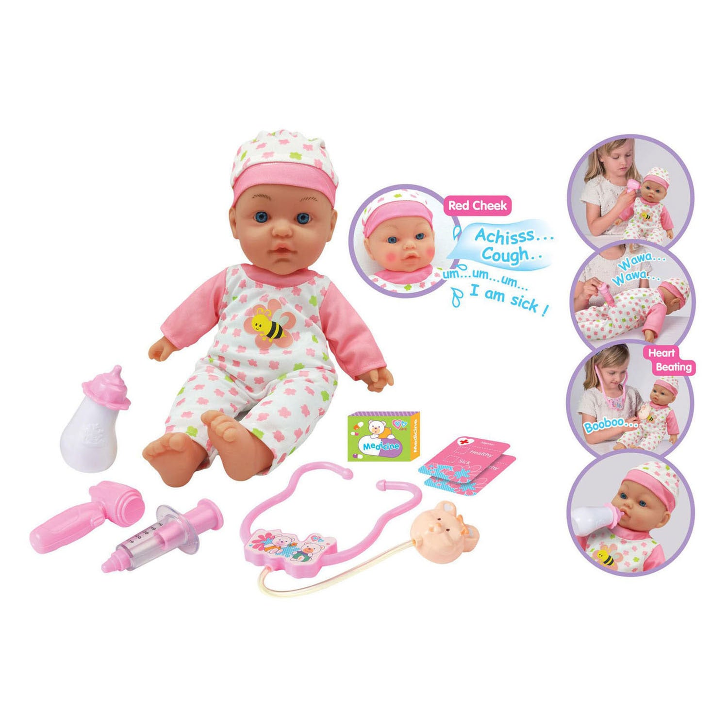 Poupée bébé malade aux joues éclatantes